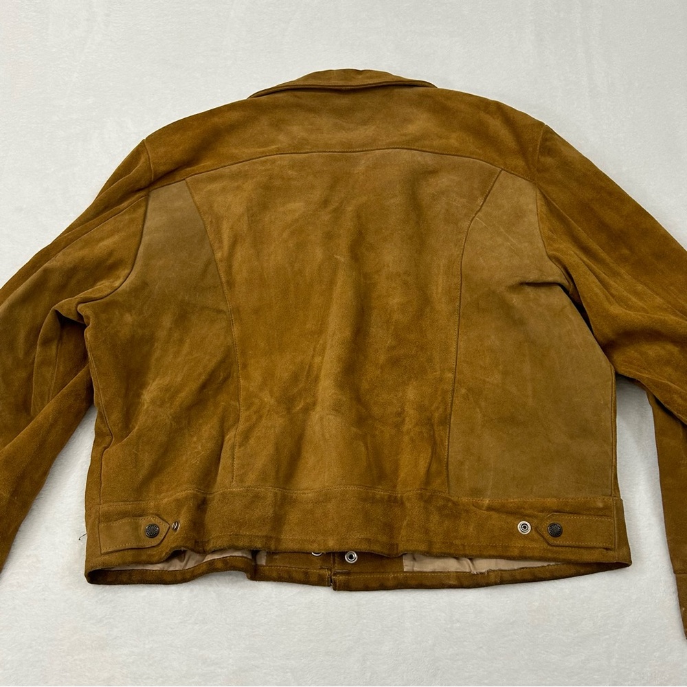 Vintage 60s/70s Gale-Sobel Sportswear Brown Suede Leather Trucker Jacket Size 52 - Picture 15 of 16